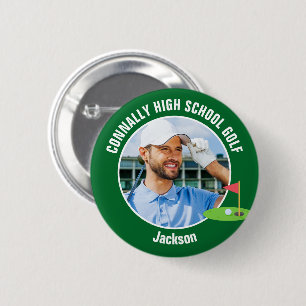 Macaron Rond 5 Cm Golfeur Vert Photo Équipe de Golf Lycée