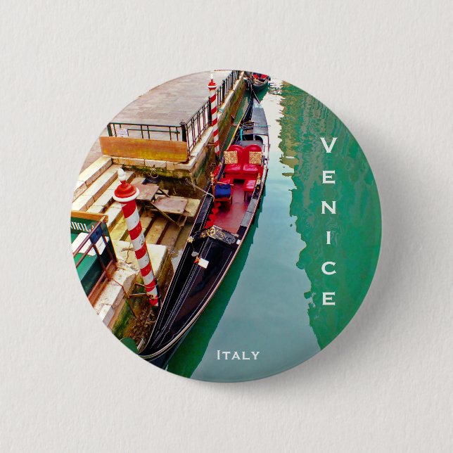 Macaron Rond 5 Cm Gondola Boat - Venise, Italie (Devant)