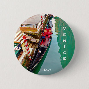 Macaron Rond 5 Cm Gondola Boat - Venise, Italie