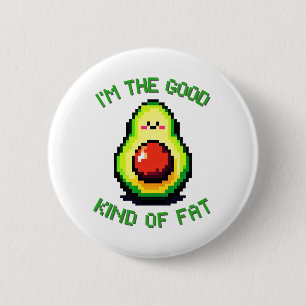 Macaron Rond 5 Cm Good Fat Avocado - Drôle Pixel Art Conception alim