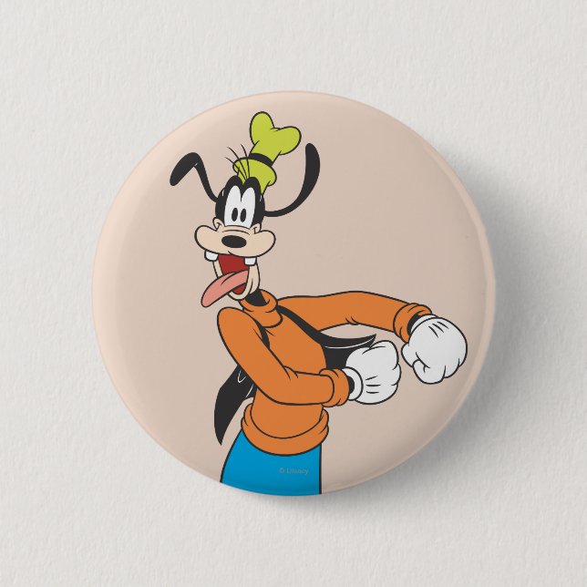Macaron Rond 5 Cm Goofy | Excité (Devant)