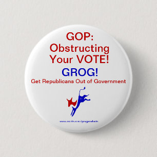 Macaron Rond 5 Cm GOP obstruant le vote ! Pin/bouton
