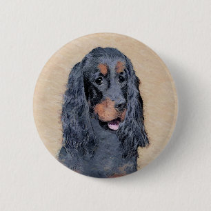Macaron Rond 5 Cm Gordon Setter Peinture - Joli art original chien