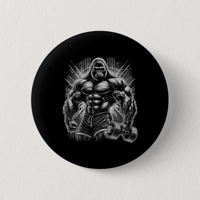 Macaron Rond 5 Cm Gorilla Monkey Gym Wear Bodybuilding Workout Motiv (Devant)