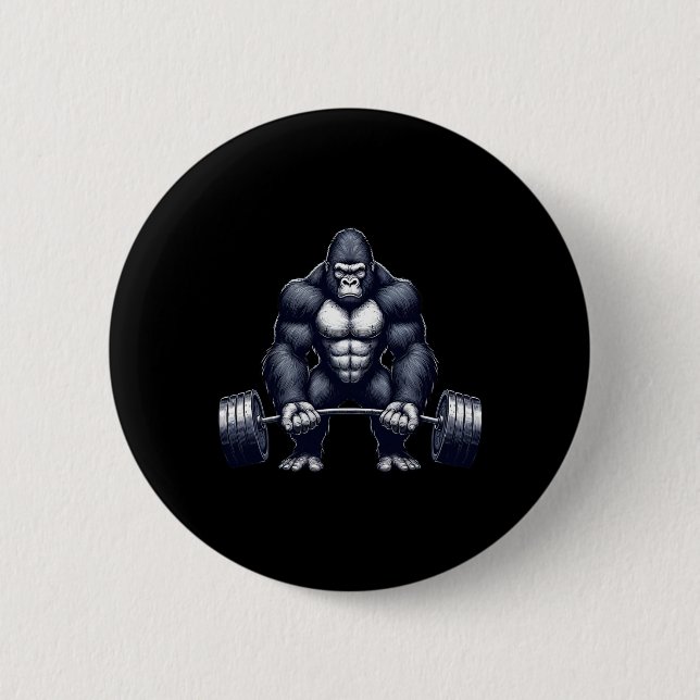 Macaron Rond 5 Cm Gorilla Weightlifting Fitness Gym Training Bodybui (Devant)