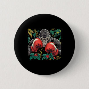 Macaron Rond 5 Cm Gorille de boxe avec gants de boxe Kickboxing Drôl