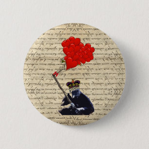 Macaron Rond 5 Cm Gorille et ballons cardiaques