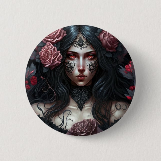 Macaron Rond 5 Cm Goth Princesse Imaginaire gothique Art (Devant)