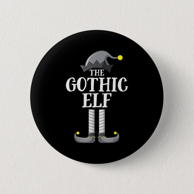 Macaron Rond 5 Cm Gothic Black Elf Matching Family Group Christmas P (Devant)