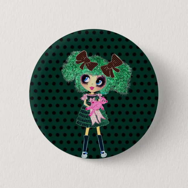 Macaron Rond 5 Cm Gothique Lolita fille émeraude cadeaux (Devant)