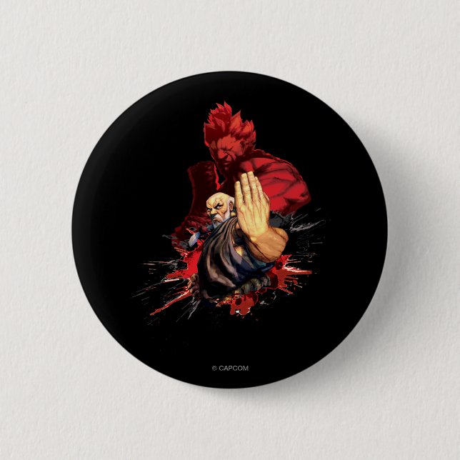 Macaron Rond 5 Cm Gouken contre Akuma (Devant)