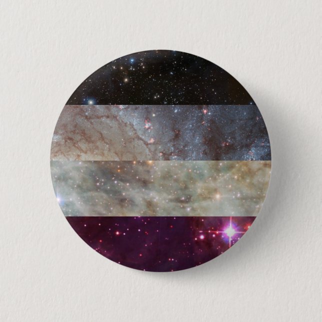 Macaron Rond 5 Cm Goupille asexuelle de drapeau de nébuleuse (Devant)