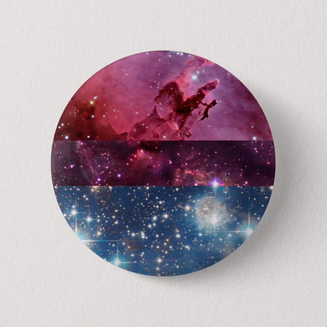Macaron Rond 5 Cm Goupille bisexuelle de drapeau de nébuleuse (Devant)