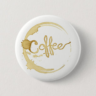 Macaron Rond 5 Cm Goupille de bouton souillée par café