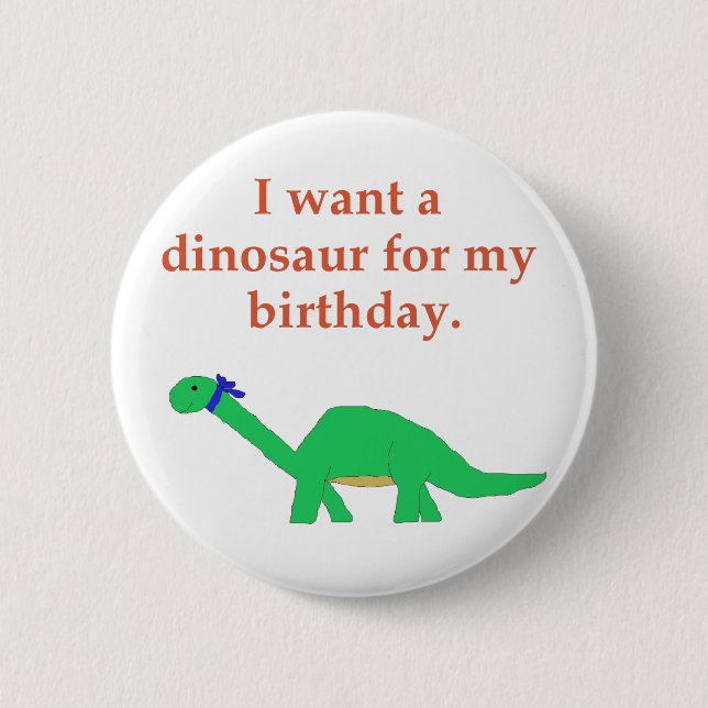 Macaron Rond 5 Cm Goupille de dinosaure d'anniversaire (Devant)