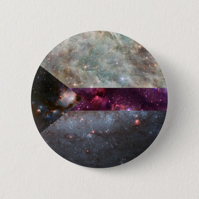 Macaron Rond 5 Cm Goupille de drapeau de nébuleuse de Demisexual (Devant)