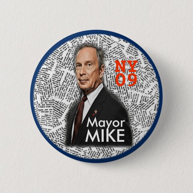 Macaron Rond 5 Cm Goupille de maire MIKE de 2009 NY (Devant)