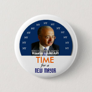 Macaron Rond 5 Cm Goupille de maire William Thompson de 2009 NY