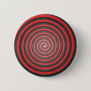 Macaron Rond 5 Cm Goupille hypnotique rouge et noire