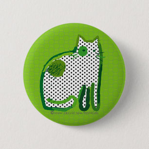 Macaron Rond 5 Cm goupille numérique de peinture "de chat vert"