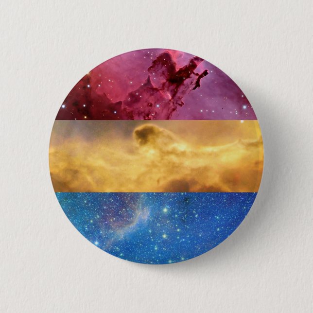 Macaron Rond 5 Cm Goupille Pansexual de drapeau de nébuleuse (Devant)