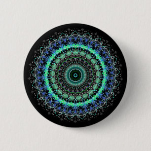 Macaron Rond 5 Cm Goupille verte vivante de bouton de kaléidoscope