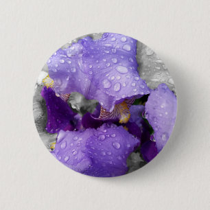 Macaron Rond 5 Cm gouttes d'eau sur iris