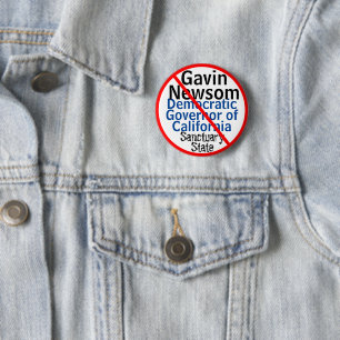 Macaron Rond 5 Cm Gouverneur Démocrate Gavin Newsom Sanctuaire CA