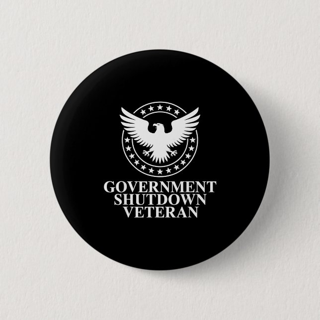 Macaron Rond 5 Cm Government Shutdown Veteran Eagle Patriotic Litica (Devant)