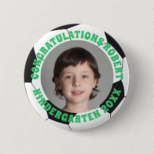 Macaron Rond 5 Cm Graduate Kindergarten Félicitations Photo Soccer