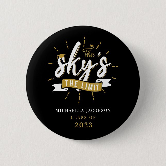 Macaron Rond 5 Cm Graduation 2025 Le Ciel est la limite personnalisé (Devant)