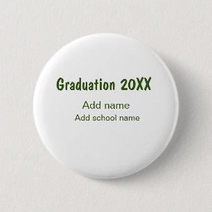 Macaron Rond 5 Cm Graduation 20XX ajouter nom année école vert moder