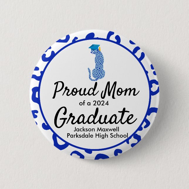 Macaron Rond 5 Cm Graduation Fier Maman édition bleue (Devant)
