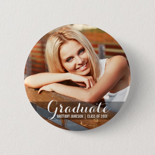 Macaron Rond 5 Cm Graduation Moderne Bouton Photo Bouton Rd Script (Devant)