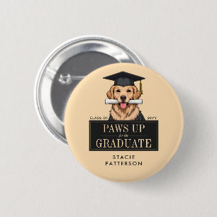Macaron Rond 5 Cm Graduation personnalisée mignon Golden Retriever C