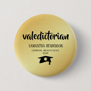 Macaron Rond 5 Cm Graduation personnalisée Valedictorian Gold
