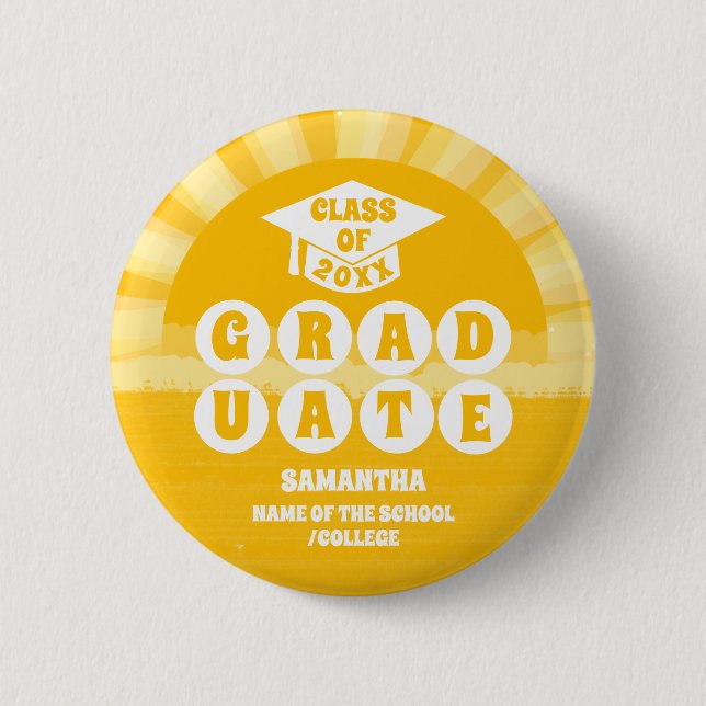 Macaron Rond 5 Cm Graduation Retro Sunshine (Devant)