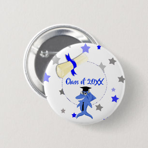Macaron Rond 5 Cm Graduation Shark party classe de bouton