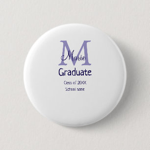 Macaron Rond 5 Cm Gradué ajouter nom monogramme violet simple m mini