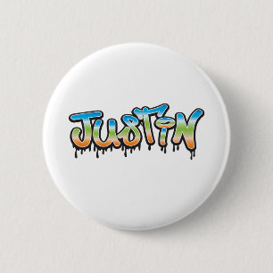 Macaron Rond 5 Cm Graffiti Justin Your Name