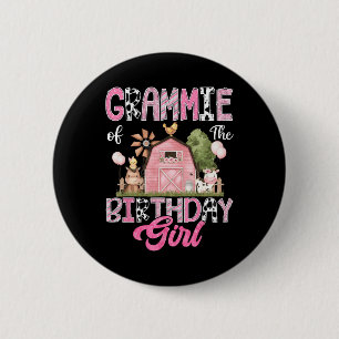 Macaron Rond 5 Cm Grammie De L'Anniversaire Fille Ferme Vache Rose 1