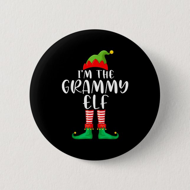 Macaron Rond 5 Cm Grammy Elf Matching Family Group Christmas Party P (Devant)
