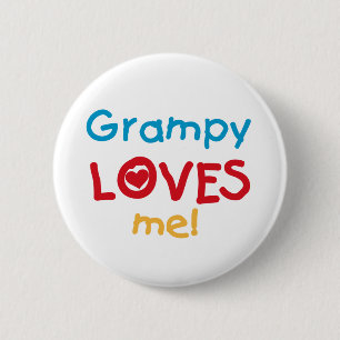 Macaron Rond 5 Cm Grampy aime mes t-shirts et cadeaux