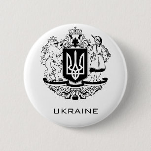 Macaron Rond 5 Cm Grand Armoiries de l'Ukraine en monochrome Beaux-A