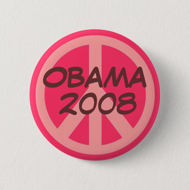 Macaron Rond 5 Cm Grand bouton de paix, OBAMA, 2008 (Devant)