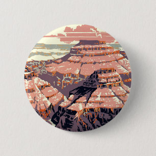 Macaron Rond 5 Cm Grand Canyon Western Graphic Art American