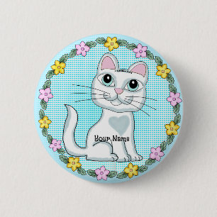 Macaron Rond 5 Cm Grand Chaton aux Grands Yeux