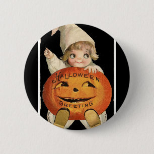 Macaron Rond 5 Cm Grand citrouille vintage de Halloween de petite