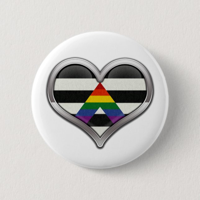 Macaron Rond 5 Cm Grand Coeur Chrome dans LGBT Ally Pride couleurs d (Devant)