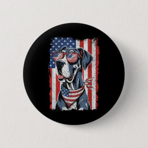 Macaron Rond 5 Cm Grand Danois 4 juillet chien patriote drapeau amér